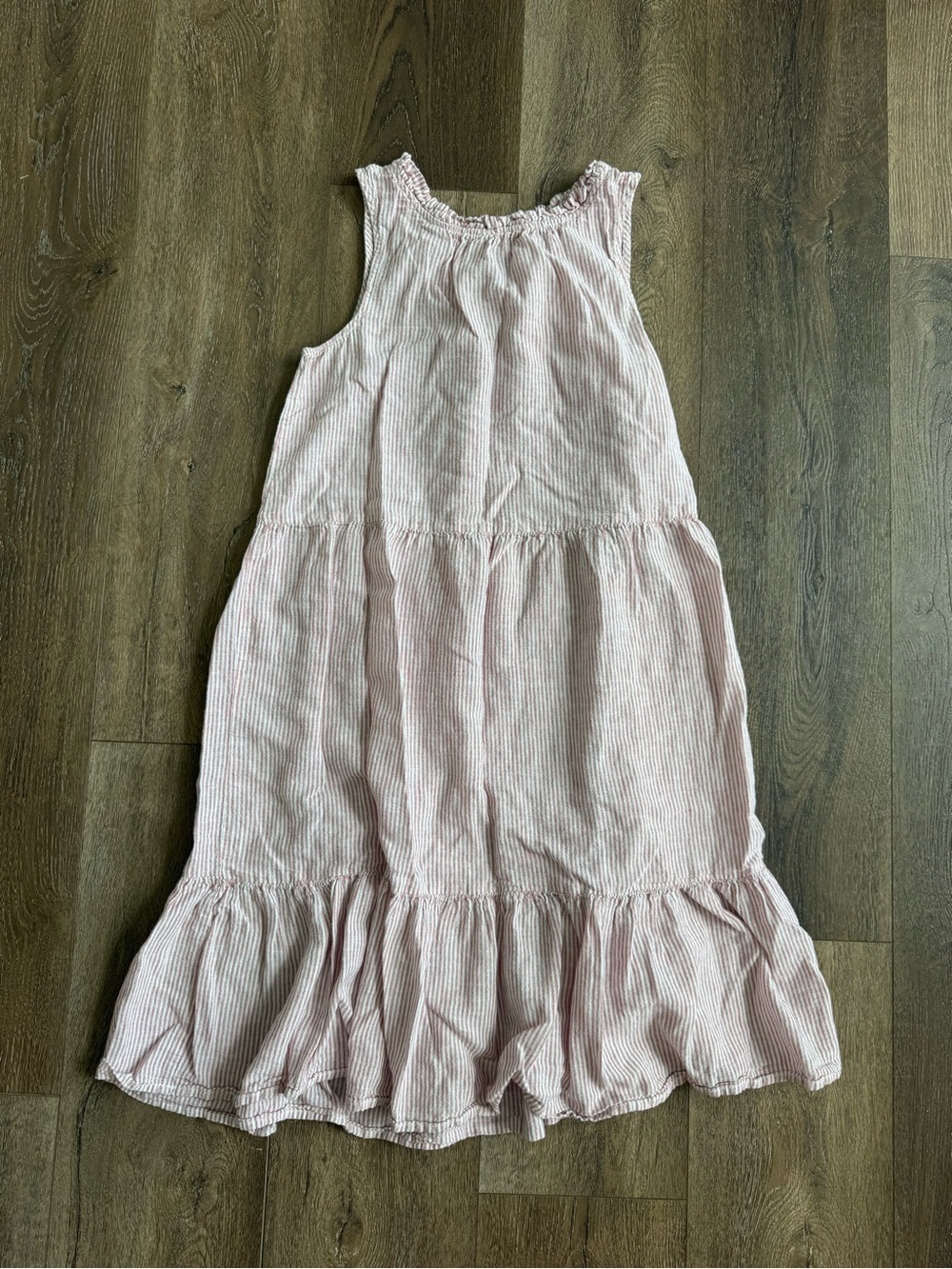 beachlunchlounge Light Pink Linen Tiered Ruffle Summer Dress Women’s Size XS